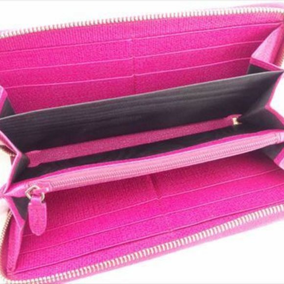 Auth Saint Laurent Wallet Purse Logo Pink Gold leather Woman - Picture 2 of 7